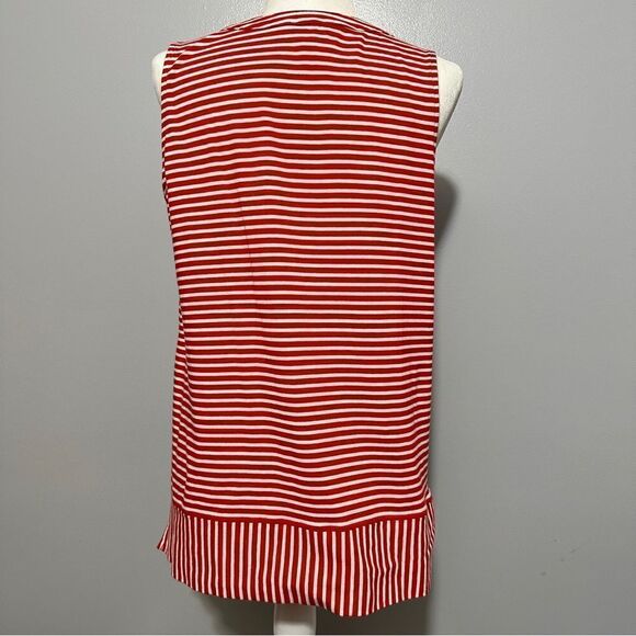 Jones New York Top Red Stripe Popover Size L - Picture 3 of 7